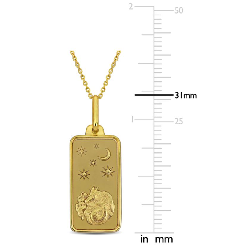 Capricorn Horoscope Necklace with Chain in 10K Yellow Gold
