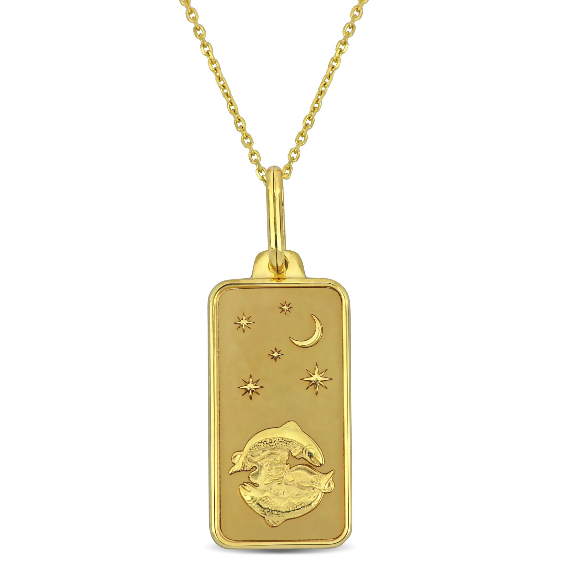 Pisces Horoscope Necklace with Chain in 10K Yellow Gold