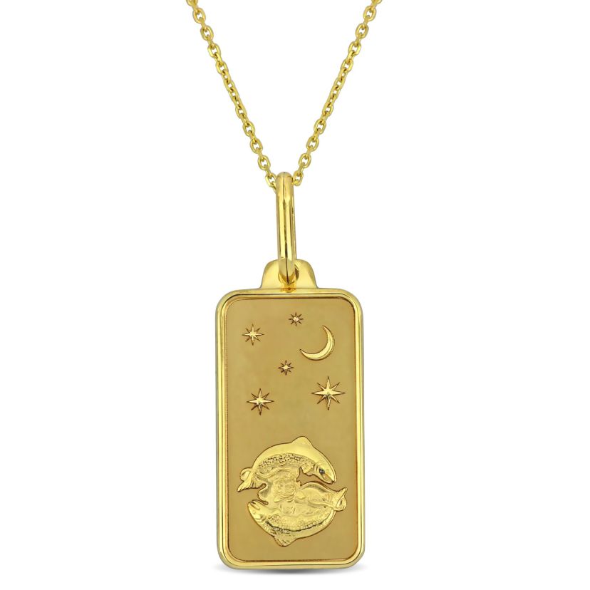 Pisces Horoscope Necklace with Chain in 10K Yellow Gold