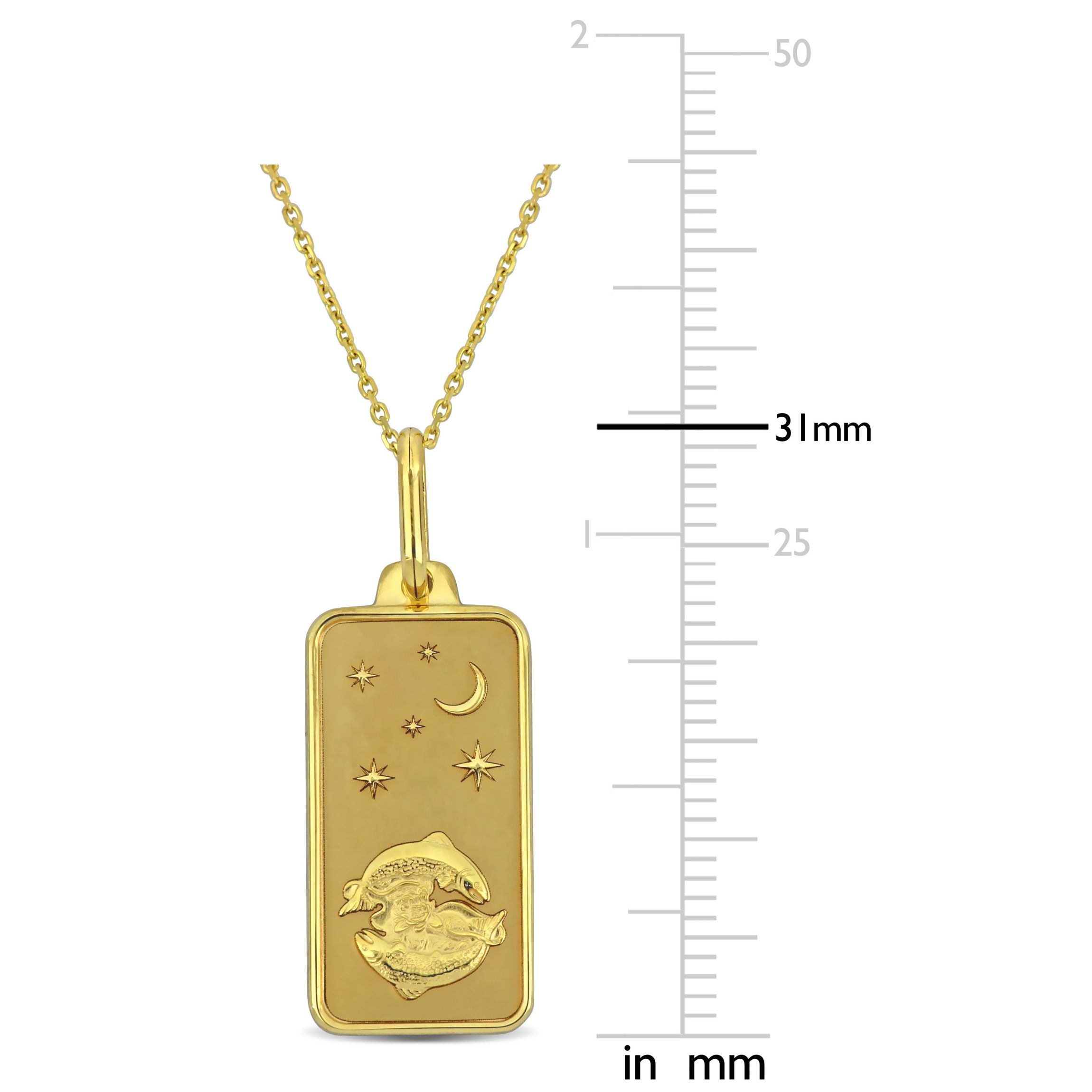 Pisces Horoscope Necklace with Chain in 10K Yellow Gold