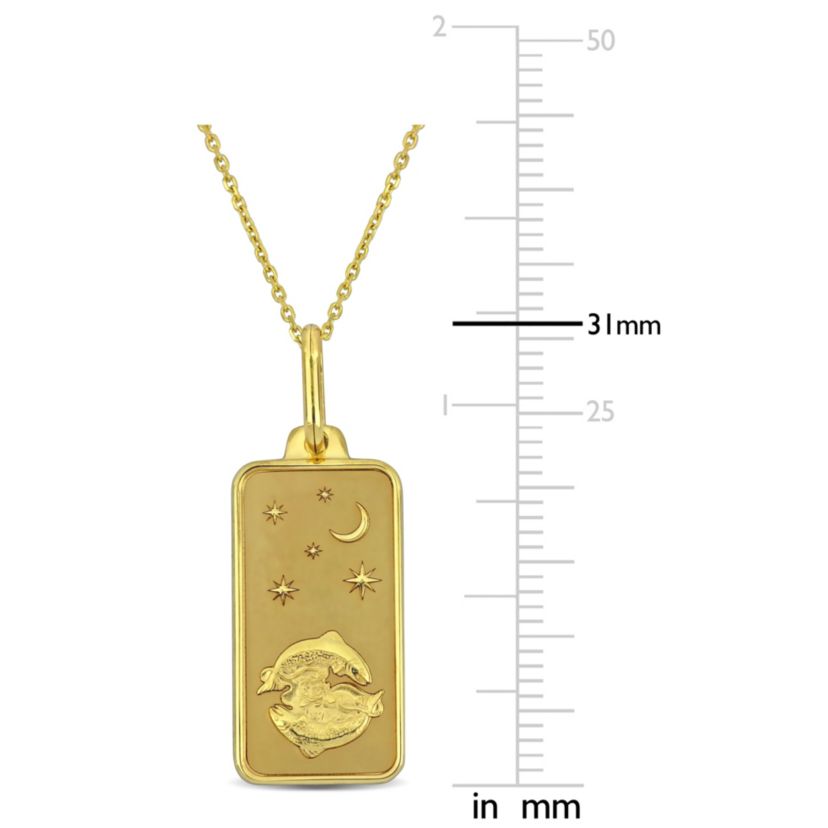Pisces Horoscope Necklace with Chain in 10K Yellow Gold