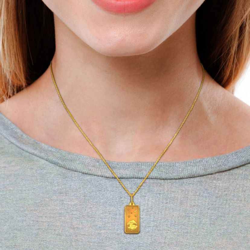 Pisces Horoscope Necklace with Chain in 10K Yellow Gold