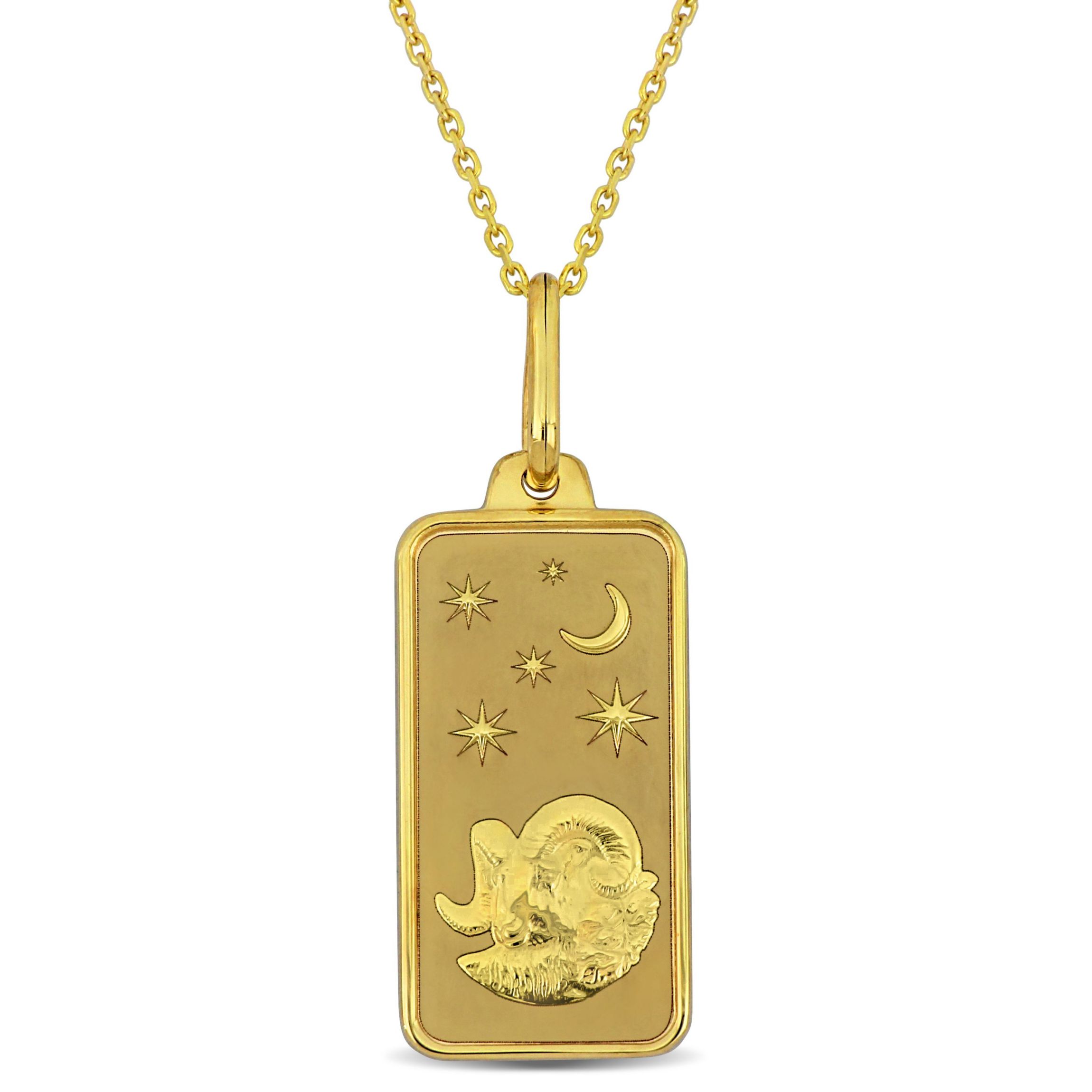 Aries Horoscope Necklace with Chain in 10K Yellow Gold