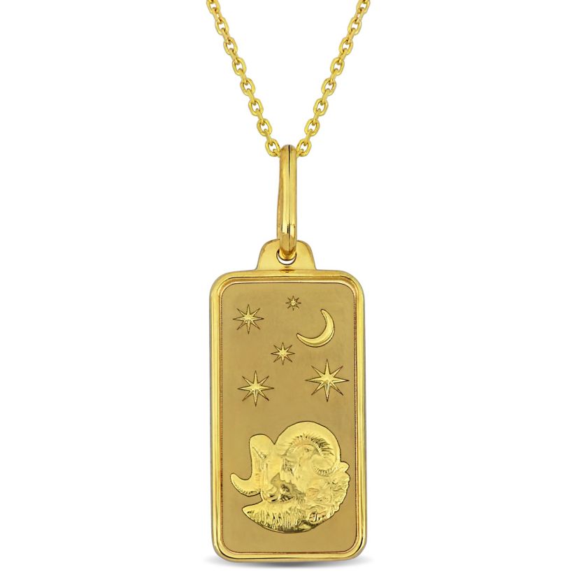 Aries Horoscope Necklace with Chain in 10K Yellow Gold