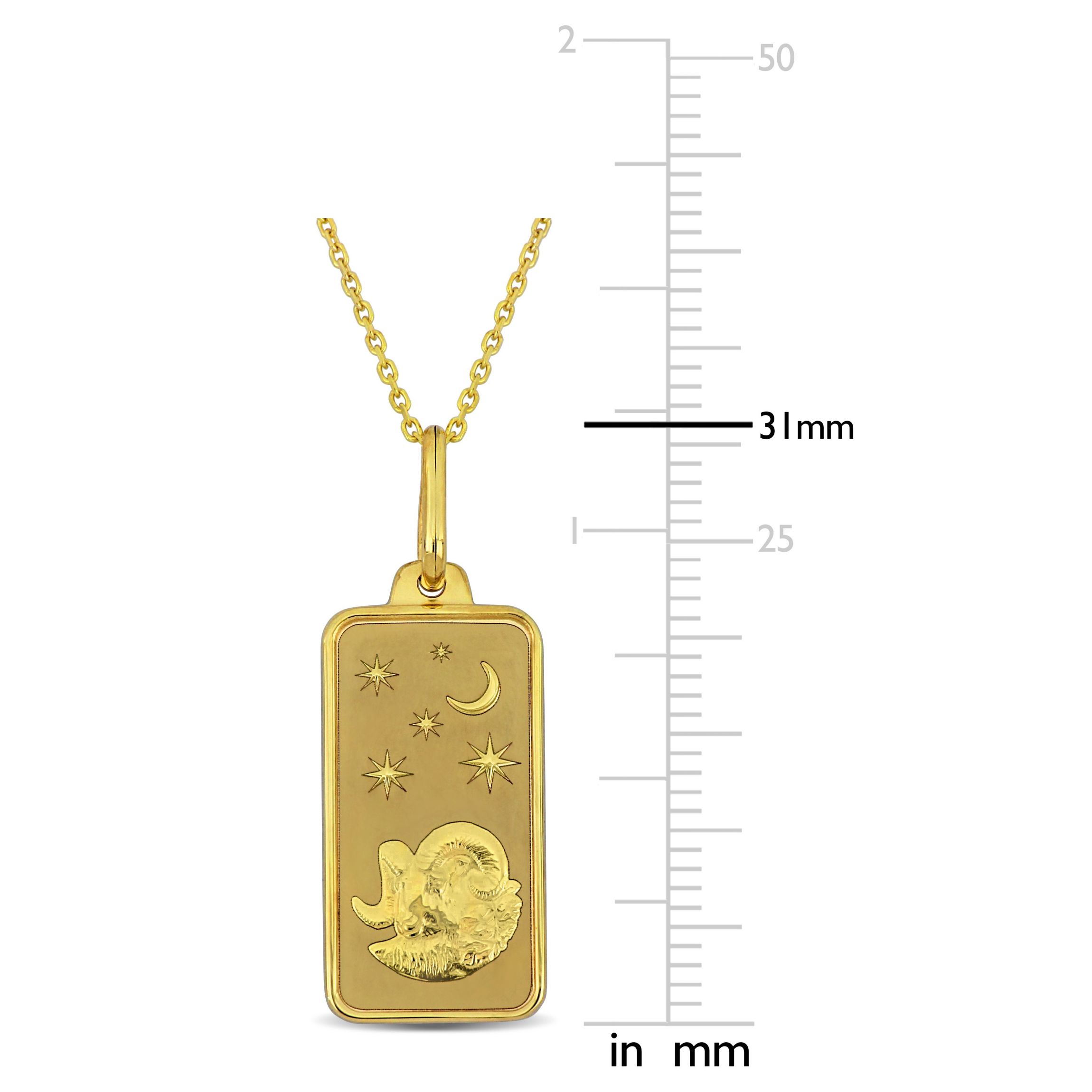 Aries Horoscope Necklace with Chain in 10K Yellow Gold