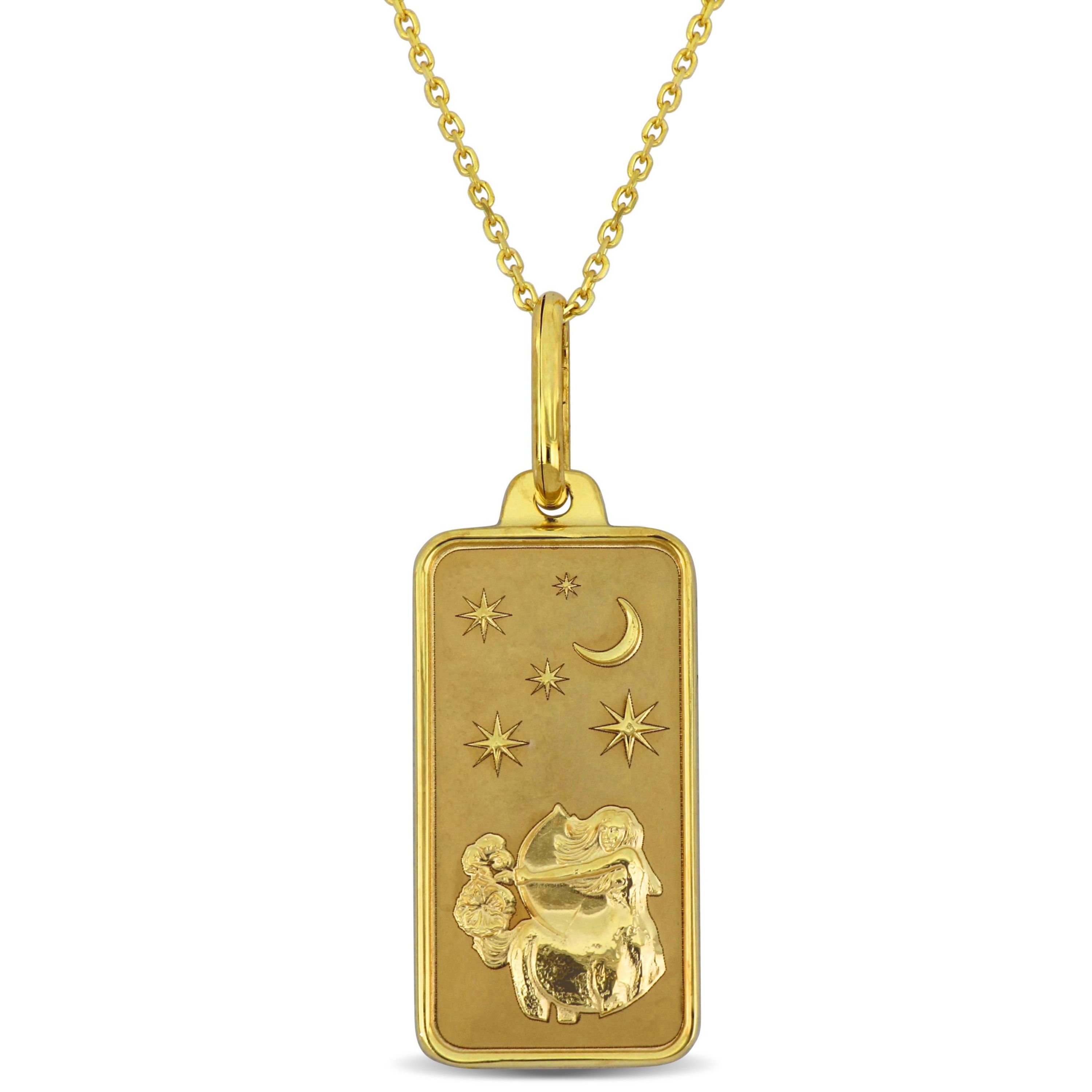 Sagittarius Horoscope Necklace with Chain in 10K Yellow Gold