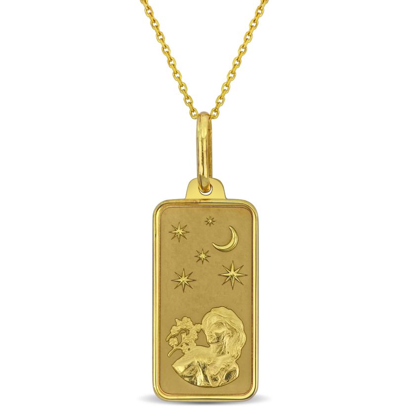 Virgo Horoscope Necklace with Chain in 10K Yellow Gold