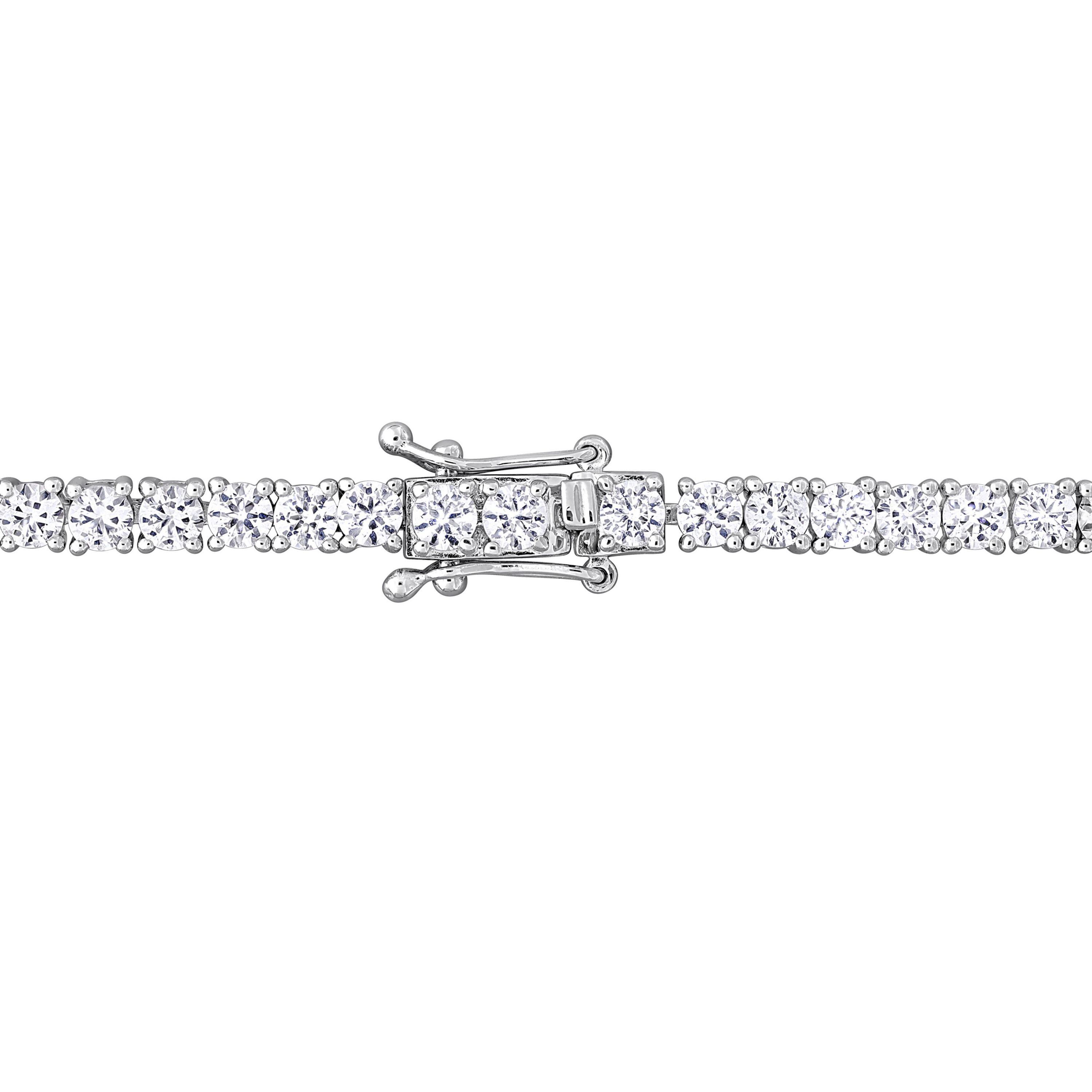 Lab Created Created White Sapphire and Created Ruby Necklace in Sterling Silver