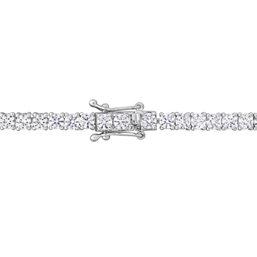 Lab Created Created White Sapphire and Created Ruby Necklace in Sterling Silver