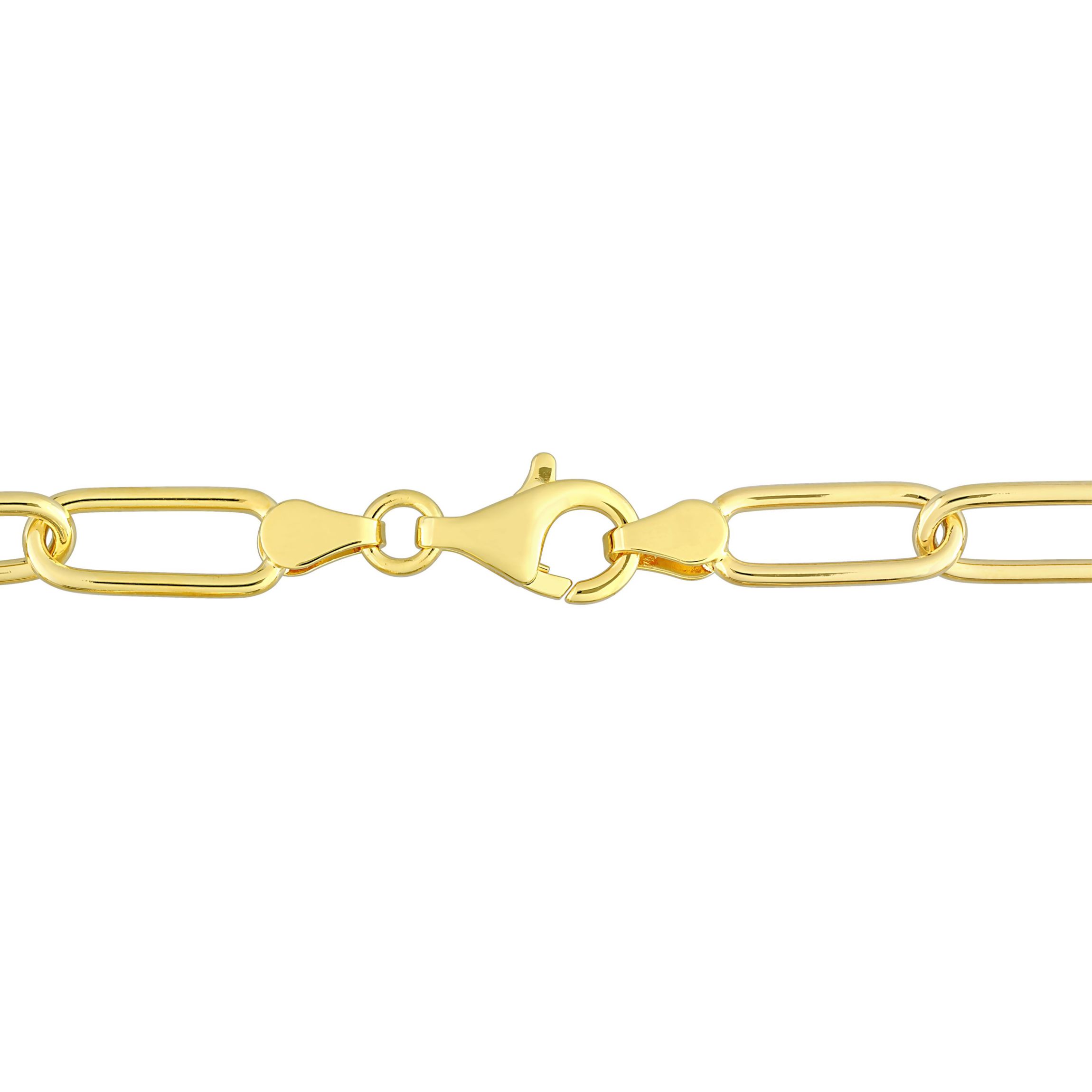 1/8 ct. t.w. Diamond Charm Oval Link Chain Bracelet in Yellow Plated Sterling Silver