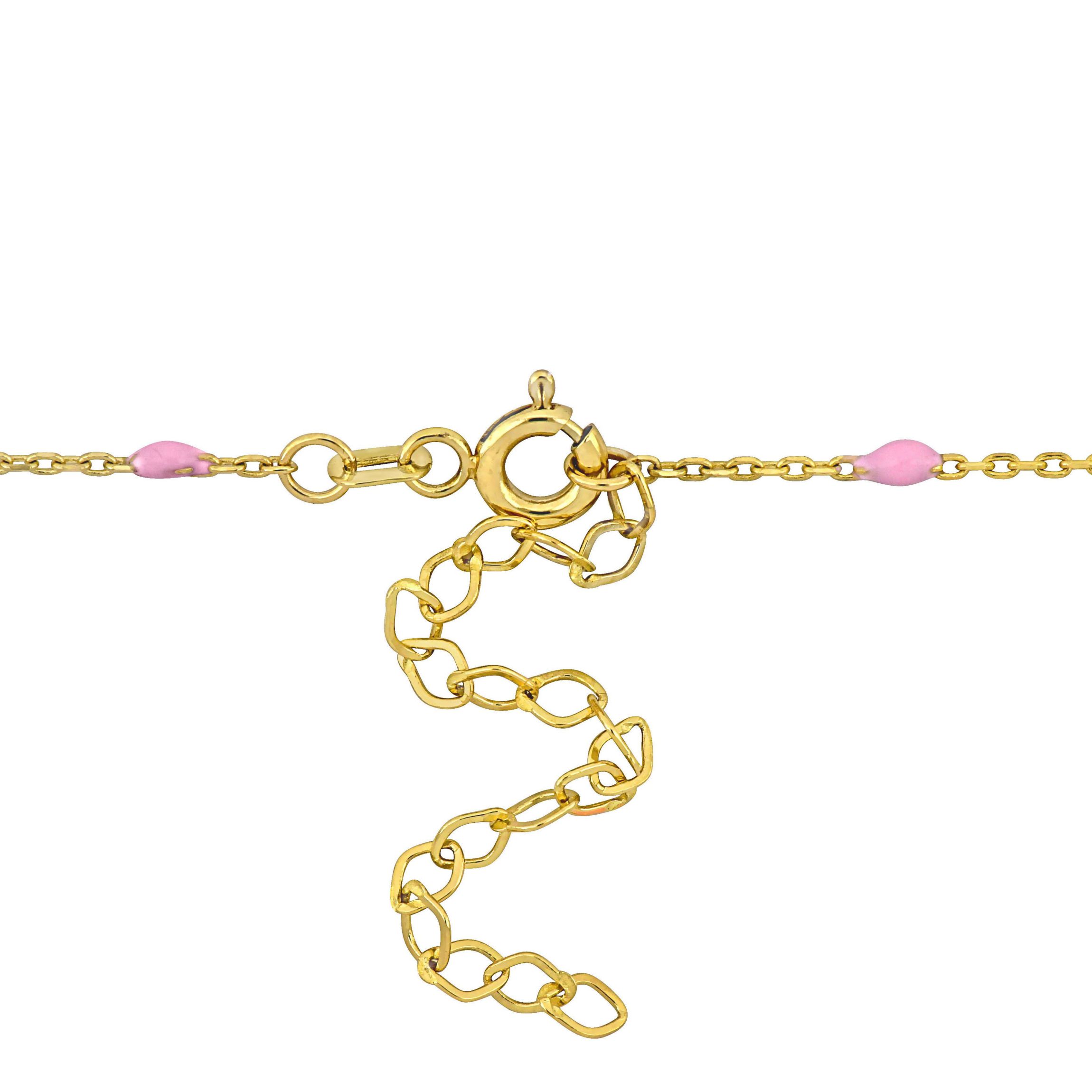 Pink Enamel Star Necklace in 14K Yellow Gold