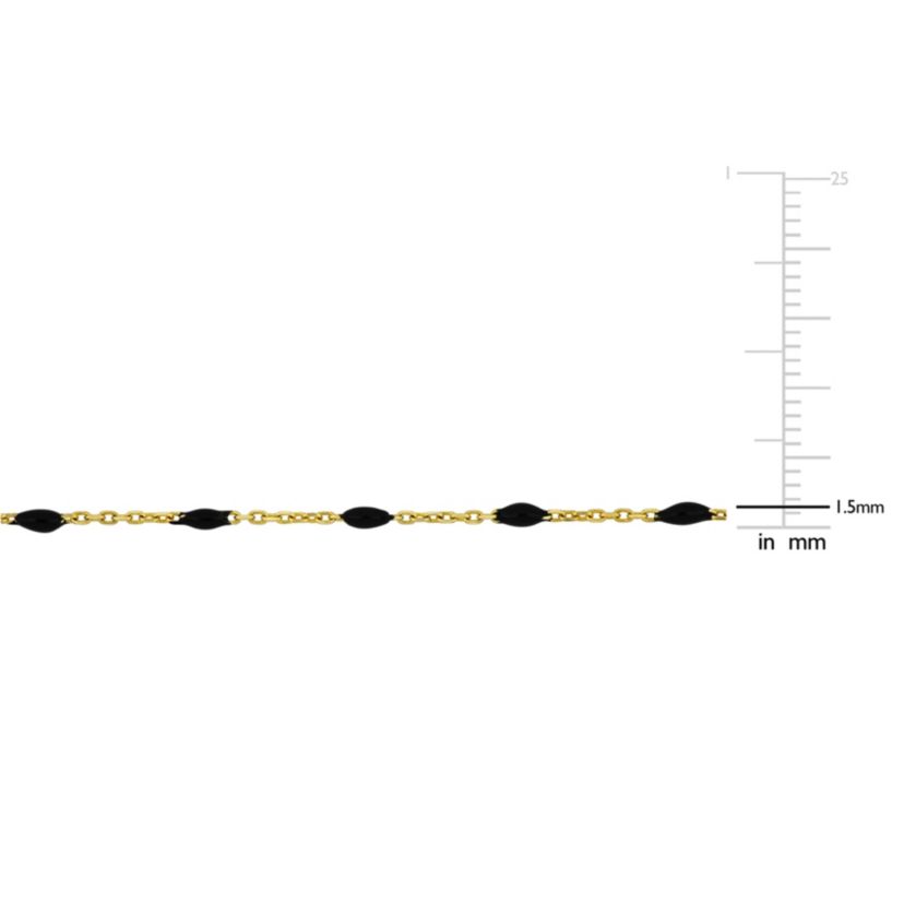 Black Enamel Station Necklace in 14K Yellow Gold