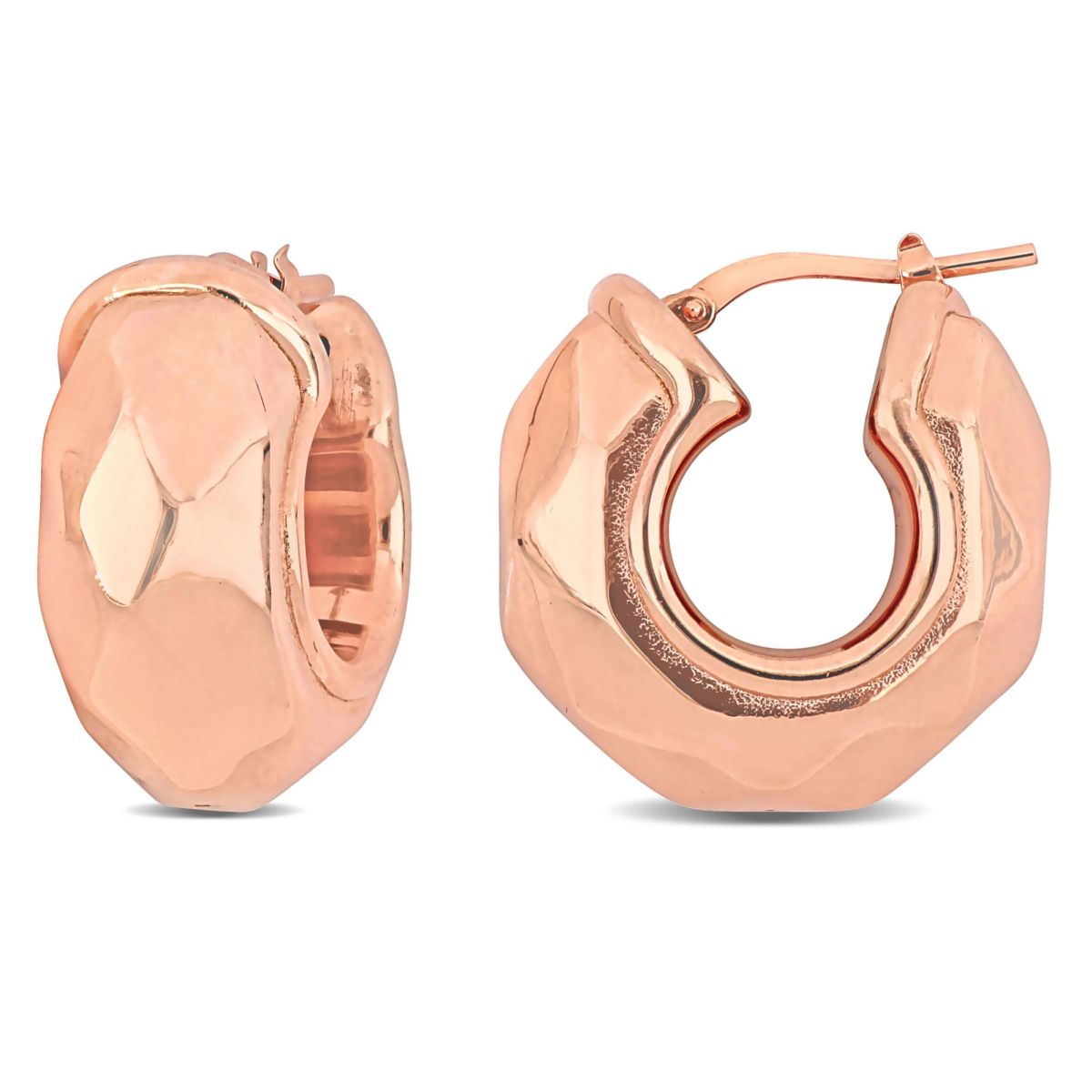 23MM Wide Huggie Earrings in Rose Plated Sterling Silver