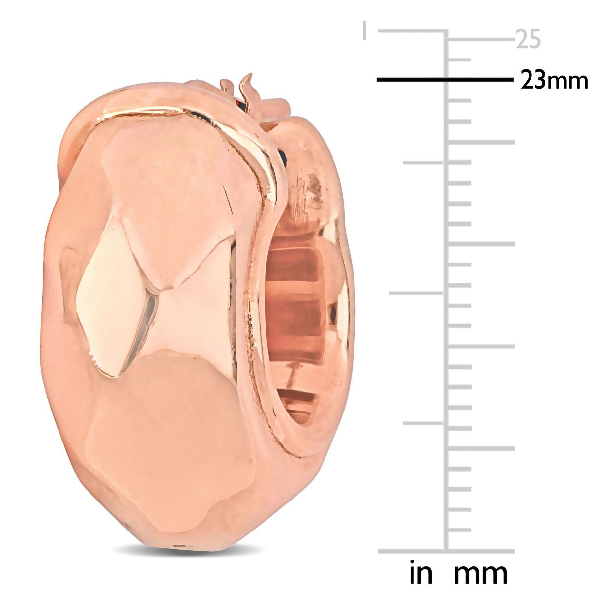 23MM Wide Huggie Earrings in Rose Plated Sterling Silver