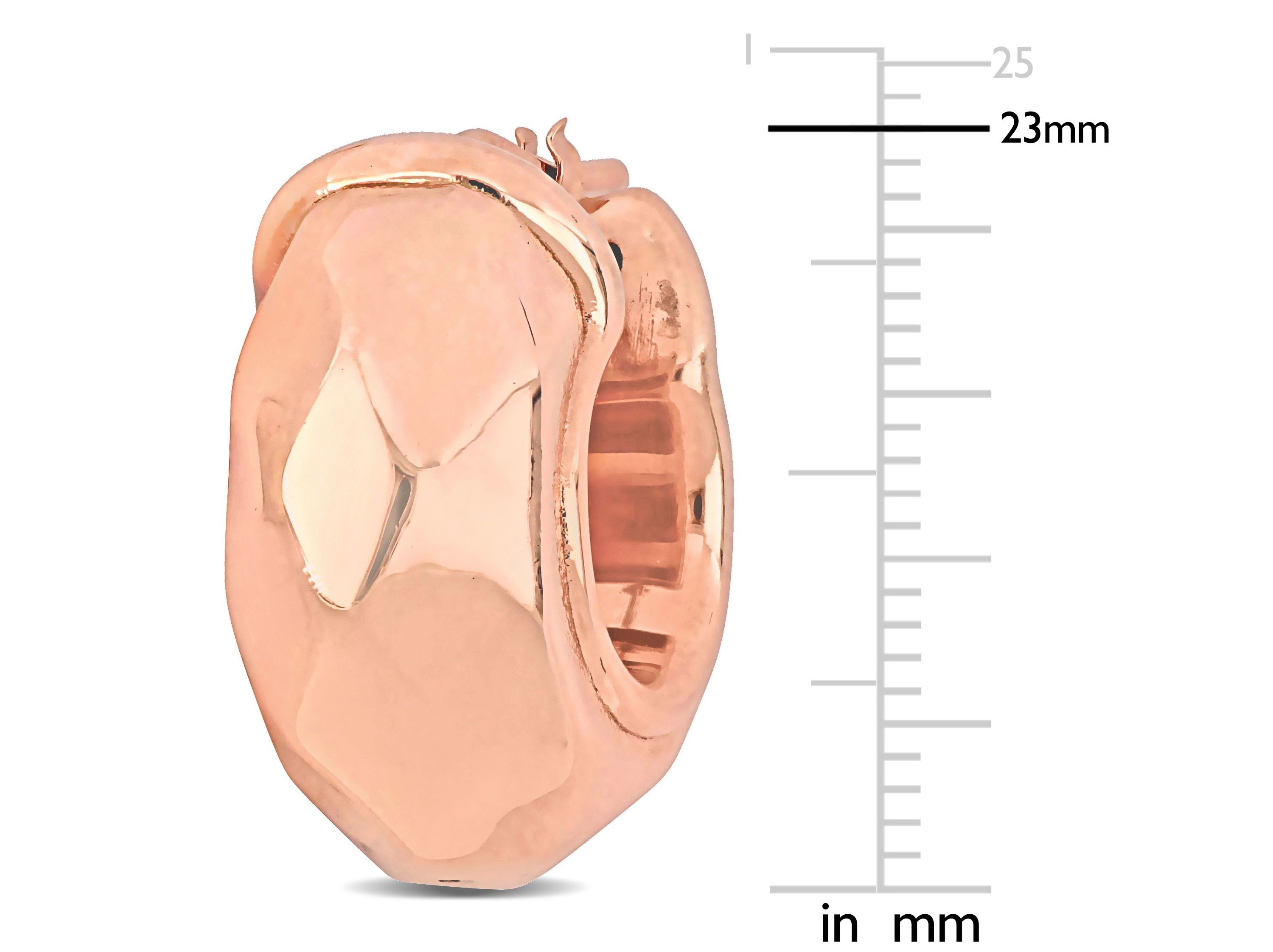 23MM Wide Huggie Earrings in Rose Plated Sterling Silver