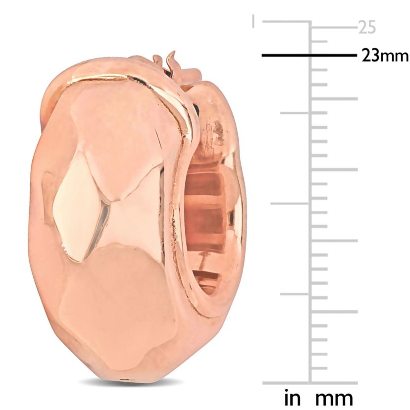 23MM Wide Huggie Earrings in Rose Plated Sterling Silver