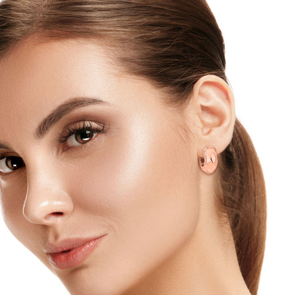 23MM Wide Huggie Earrings in Rose Plated Sterling Silver