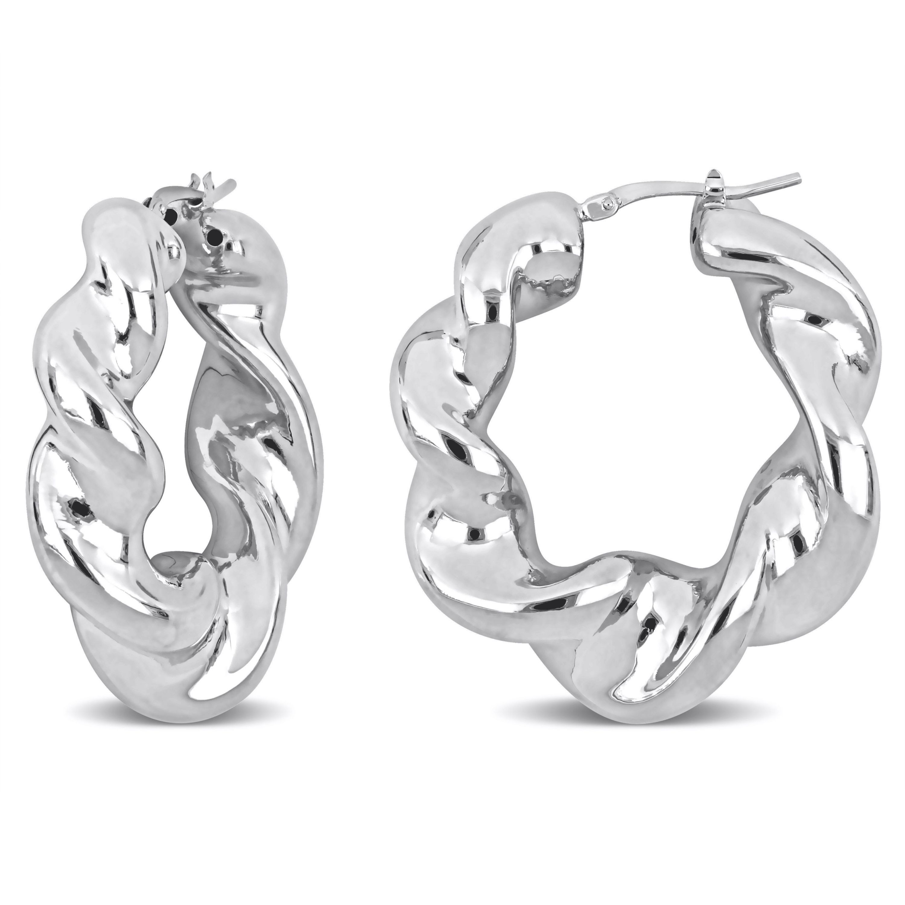 39.5MM Twisted Hoop Earrings in Sterling Silver