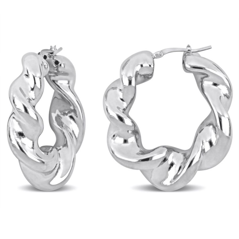39.5MM Twisted Hoop Earrings in Sterling Silver