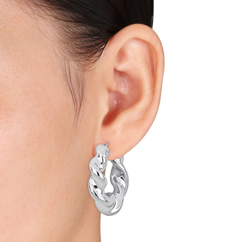 39.5MM Twisted Hoop Earrings in Sterling Silver