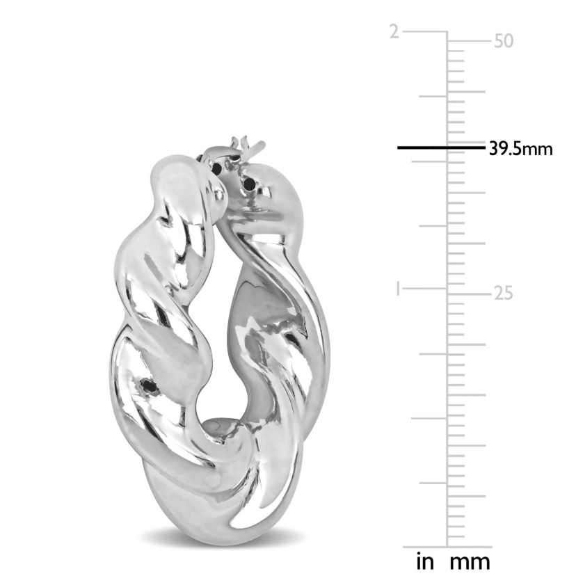 39.5MM Twisted Hoop Earrings in Sterling Silver