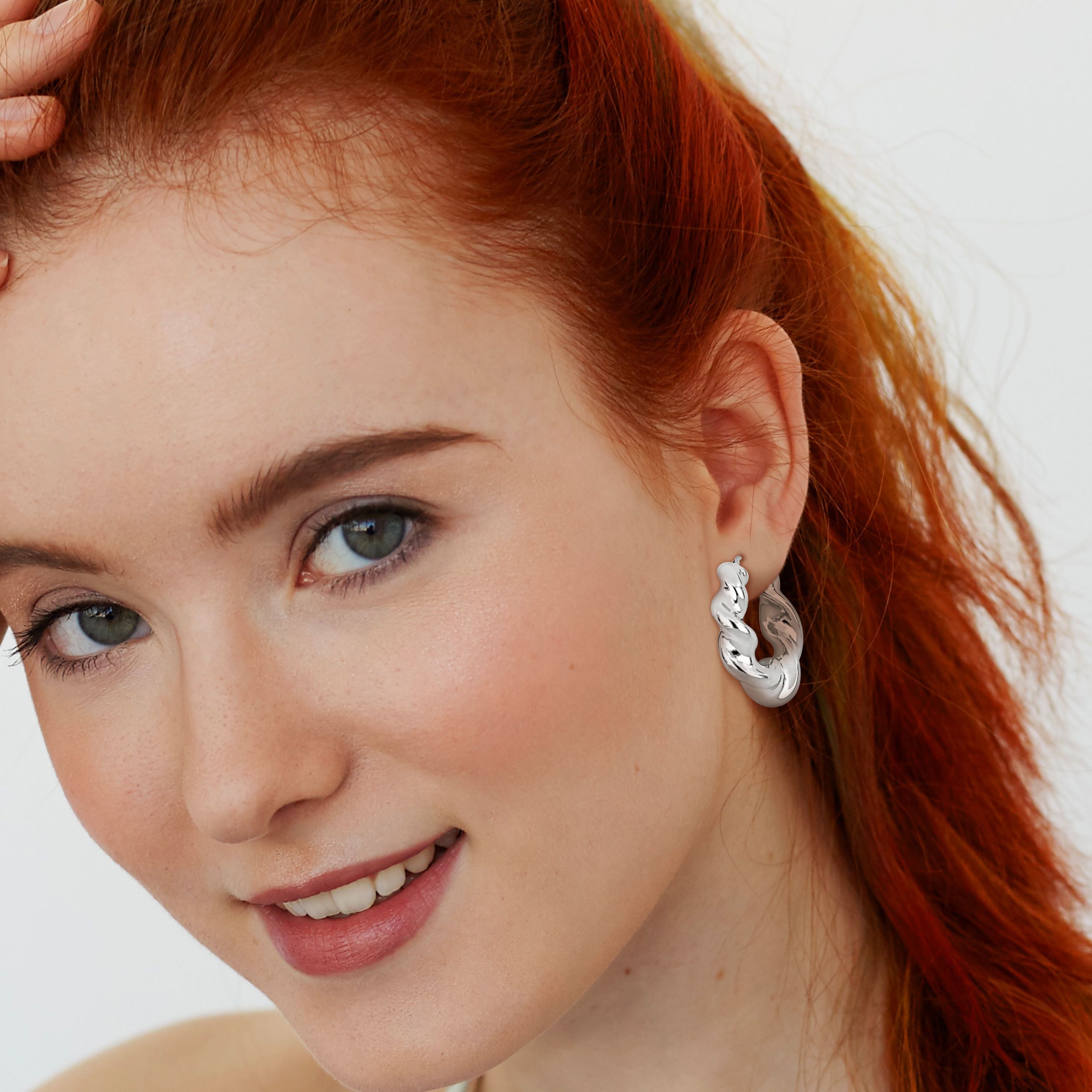 39.5MM Twisted Hoop Earrings in Sterling Silver