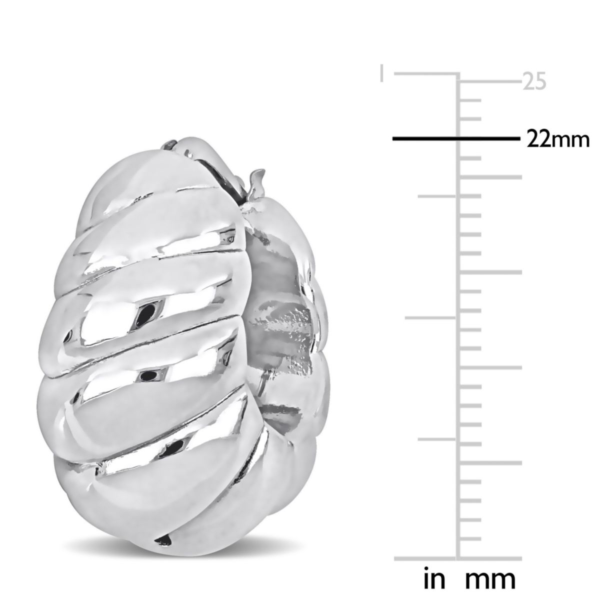 22MM Ribbed Hoop Earrings in Sterling Silver