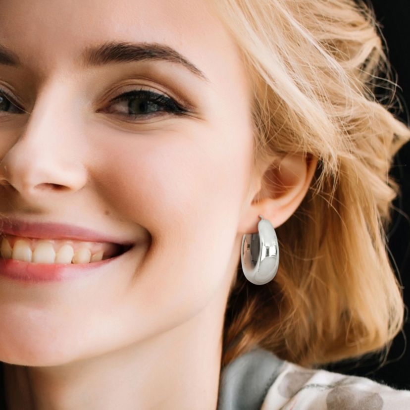 40MM Polished Hoop Earrings in Sterling Silver