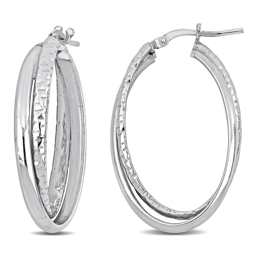 3MM Entwined Hoop Earrings in Sterling Silver