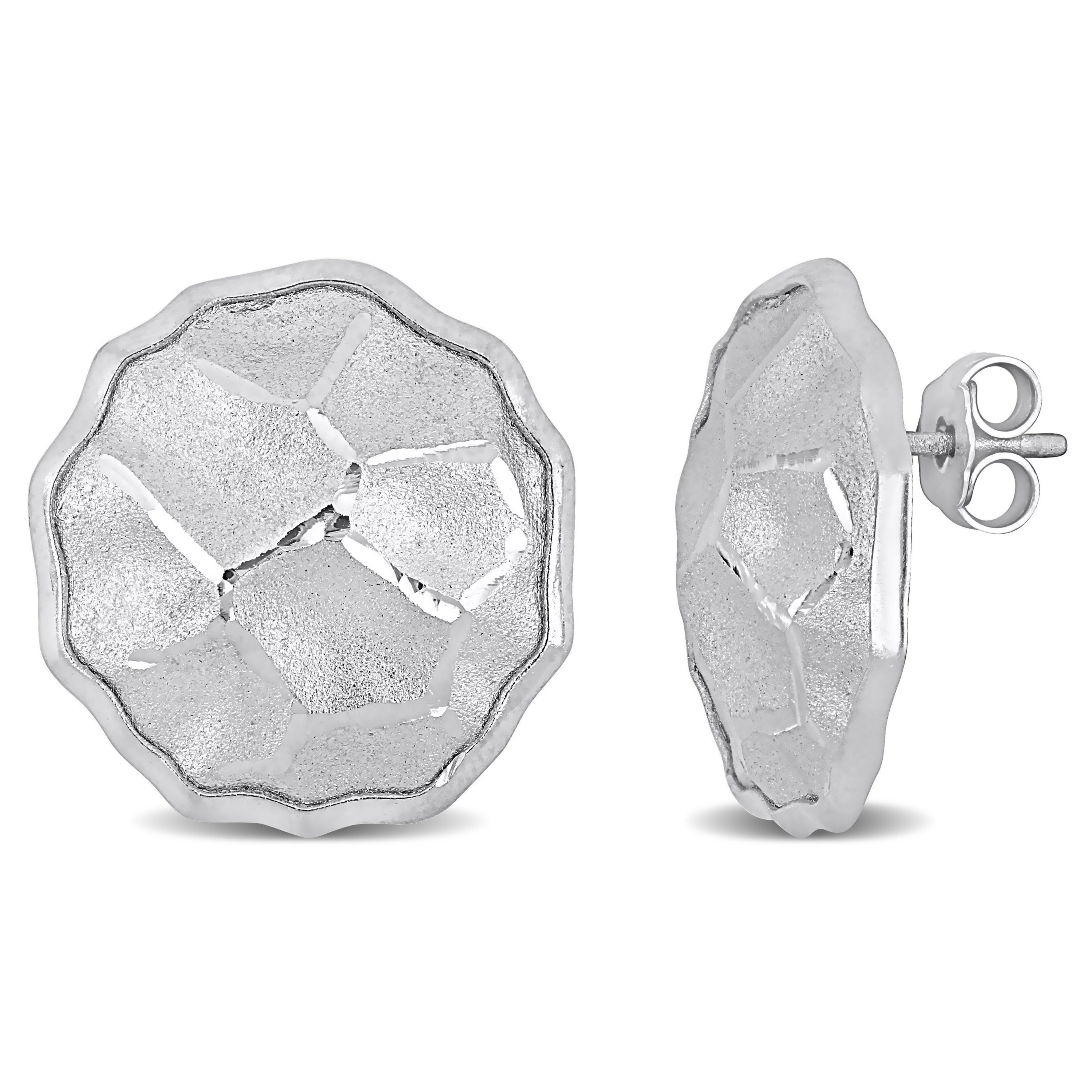 21MM HaMMered Disc Earrings in Sterling Silver