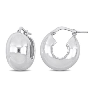 Haylee Jewels 18MM Wide Huggie Polished Earrings in Sterling Silver