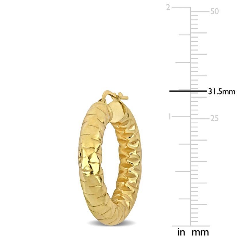 31.5MM Diamond Cut Hoop Earrings in Yellow Plated Sterling Silver