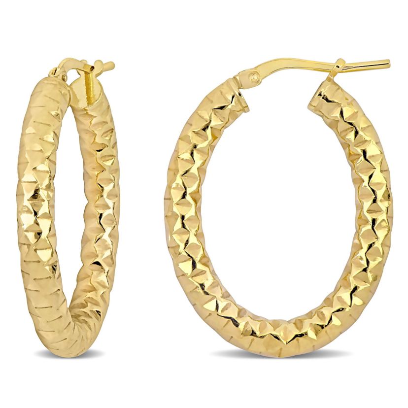 31MM Diamond Cut Hoop Earrings in Yellow Plated Sterling Silver