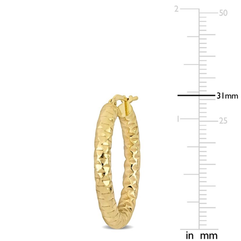 31MM Diamond Cut Hoop Earrings in Yellow Plated Sterling Silver