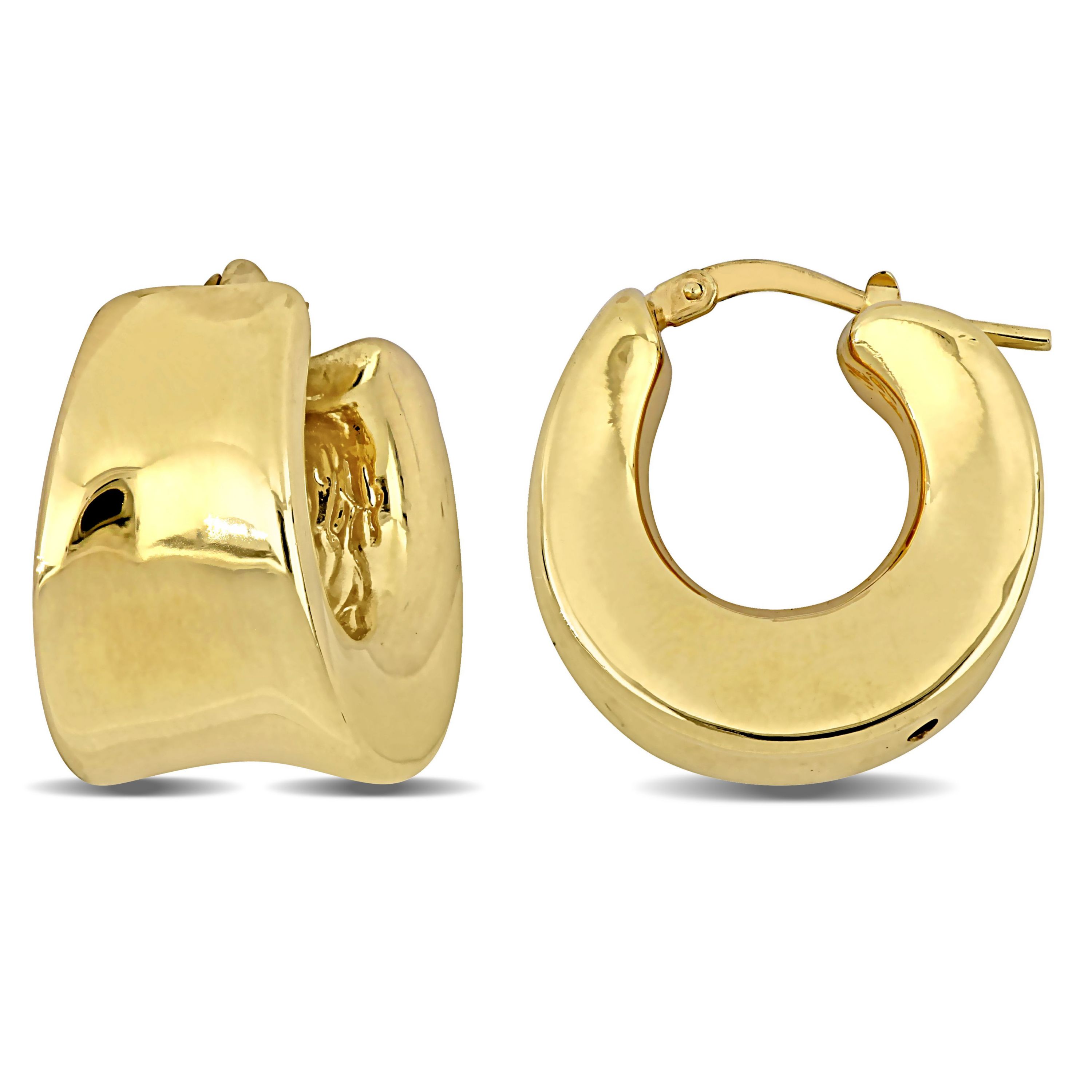 20MM Polished Huggie Earrings in Yellow Plated Sterling Silver