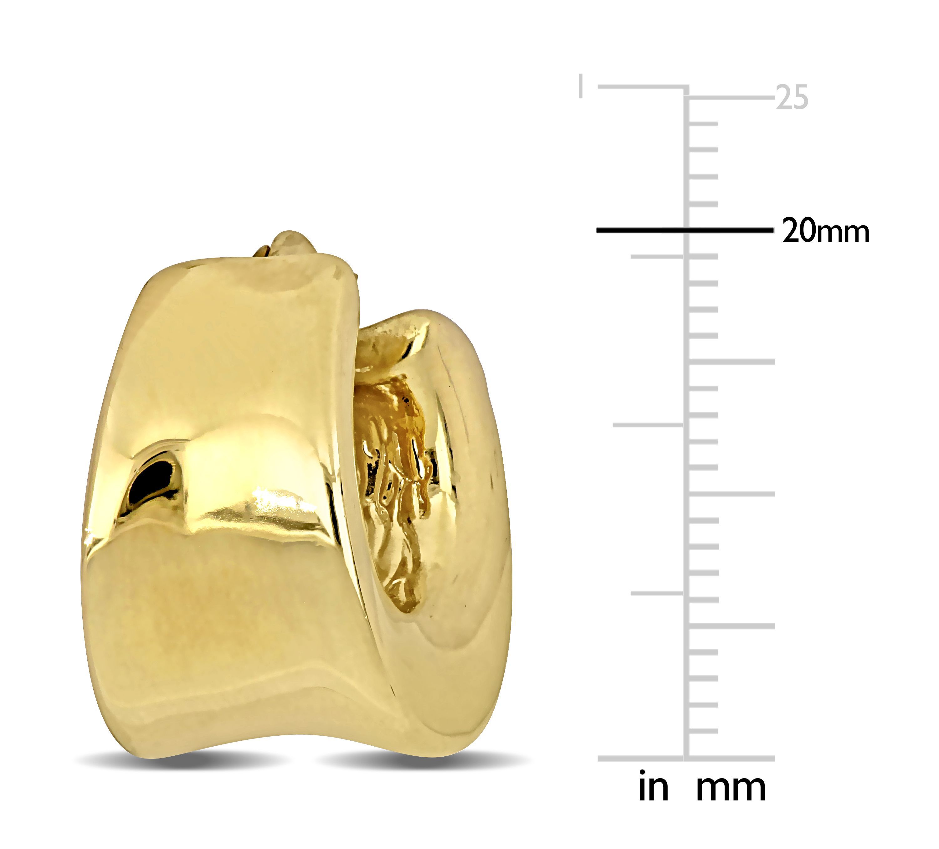 20MM Polished Huggie Earrings in Yellow Plated Sterling Silver