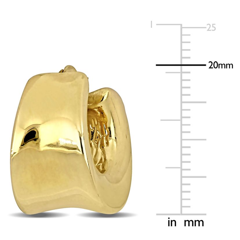 20MM Polished Huggie Earrings in Yellow Plated Sterling Silver