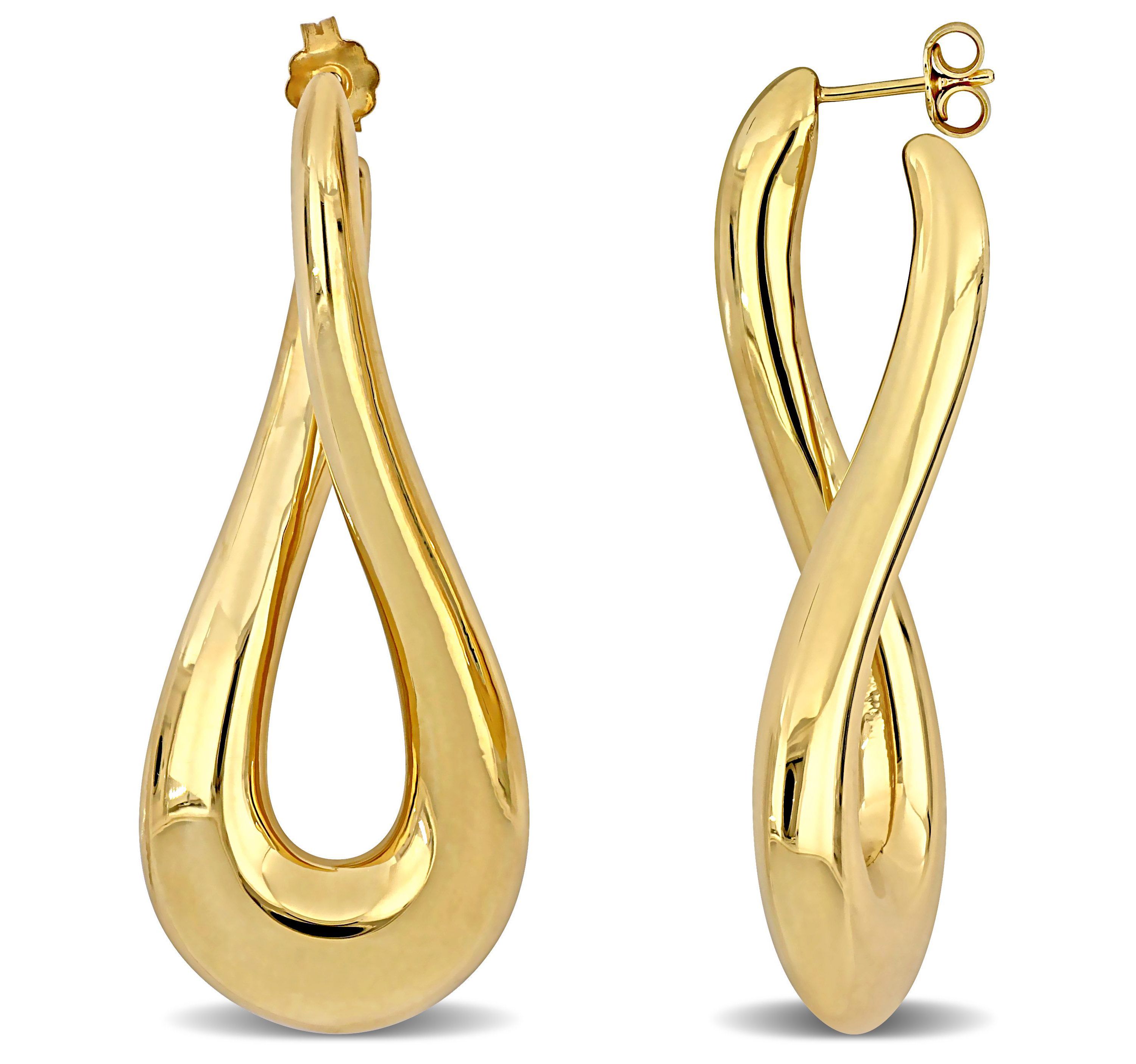 55MM Oval Twist Hoop Earrings in Yellow Plated Sterling Silver
