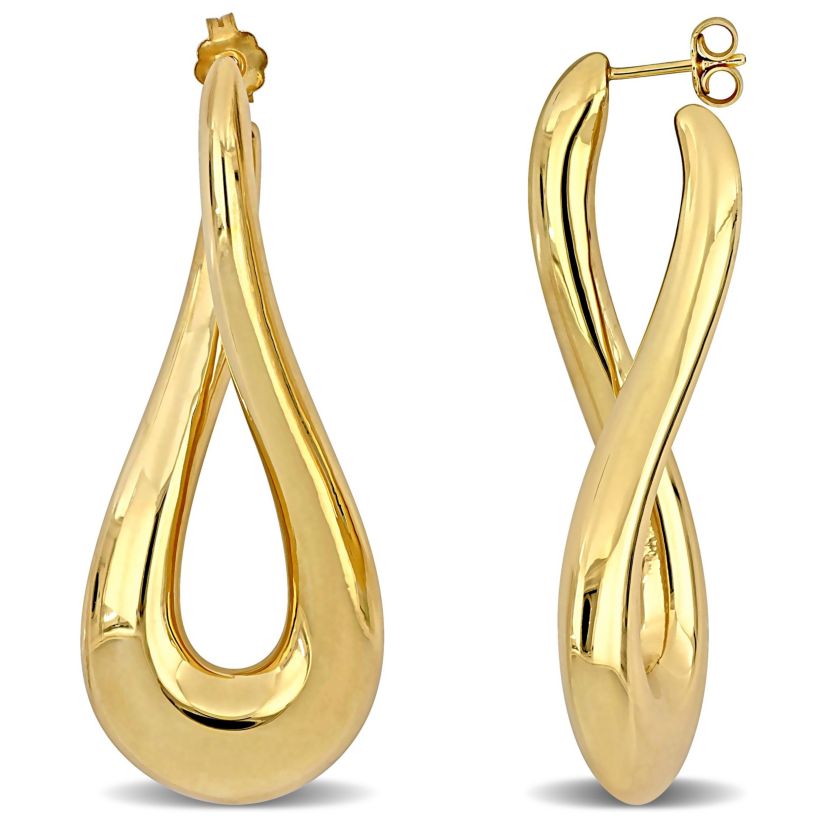 55MM Oval Twist Hoop Earrings in Yellow Plated Sterling Silver