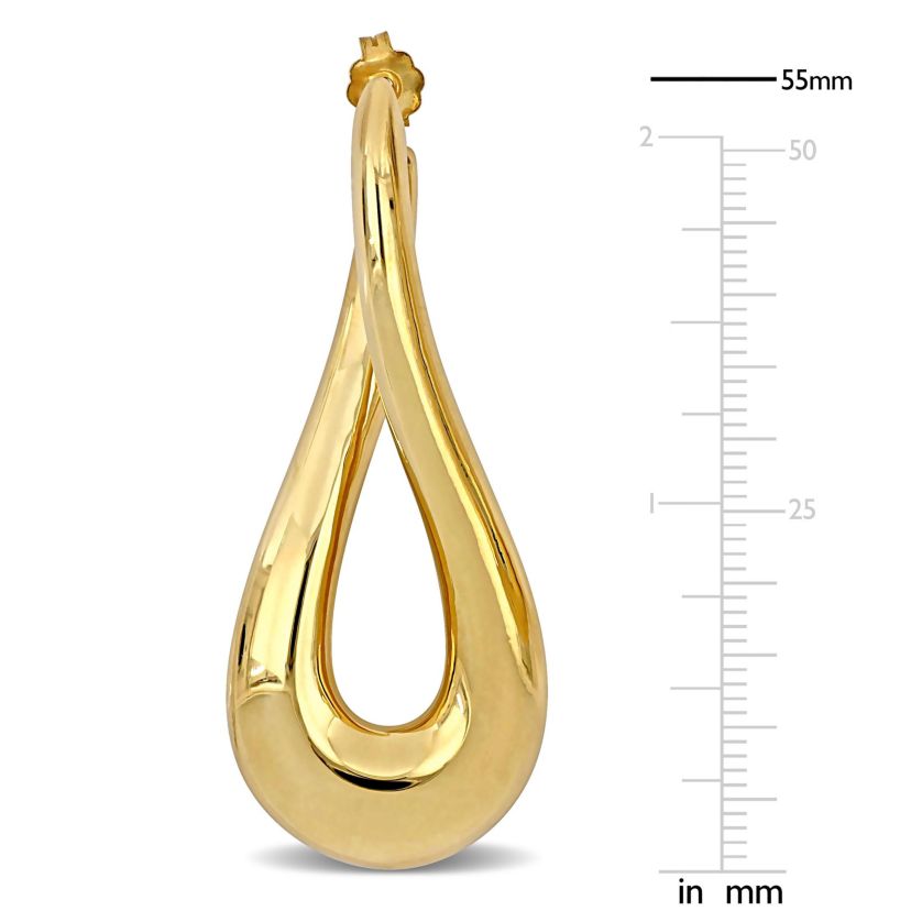 55MM Oval Twist Hoop Earrings in Yellow Plated Sterling Silver