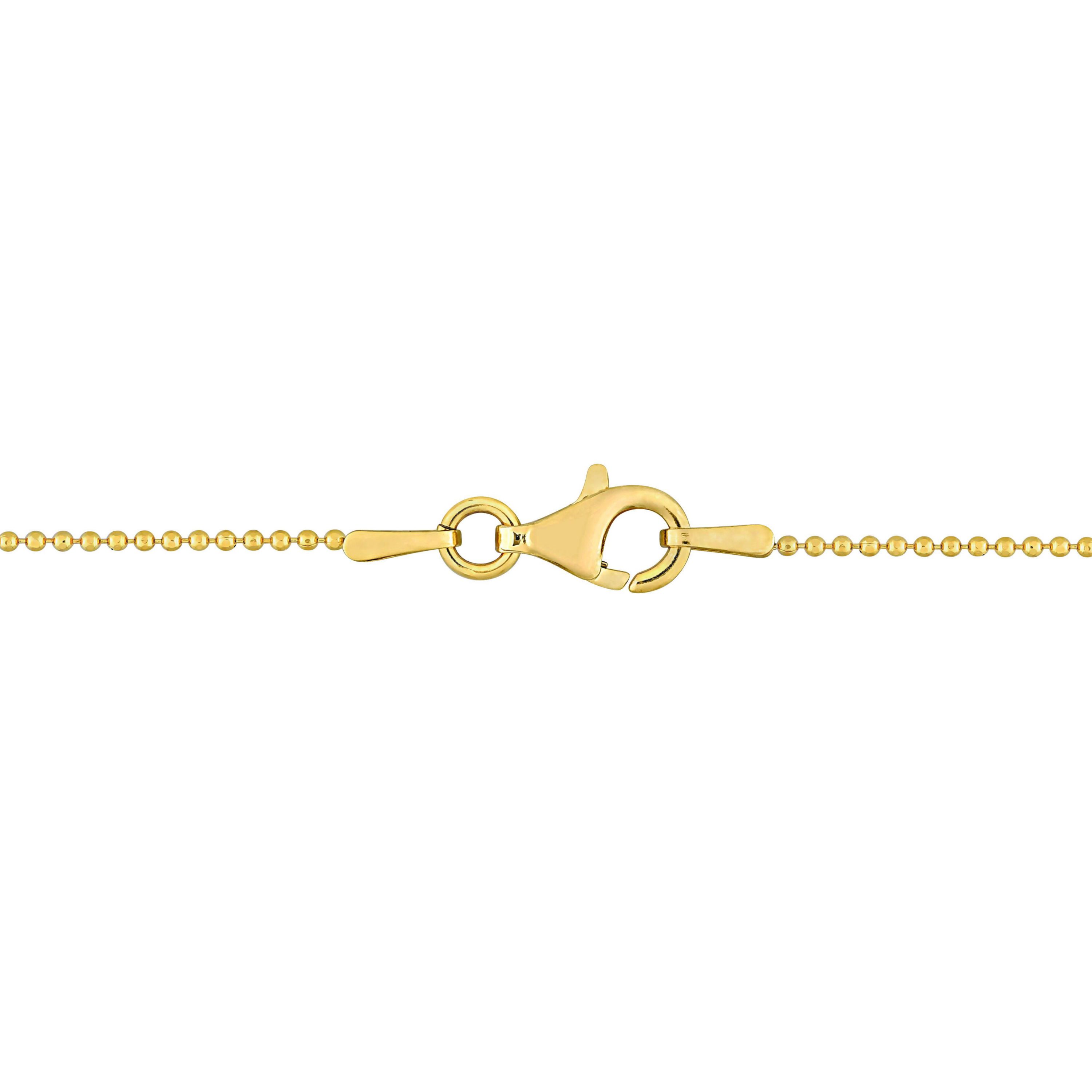 Blue and White Enamel Dancer Charm Necklace in Yellow Plated Sterling Silver