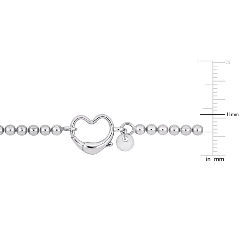 Bead Link Bracelet with Heart Clasp in Sterling Silver - 9"