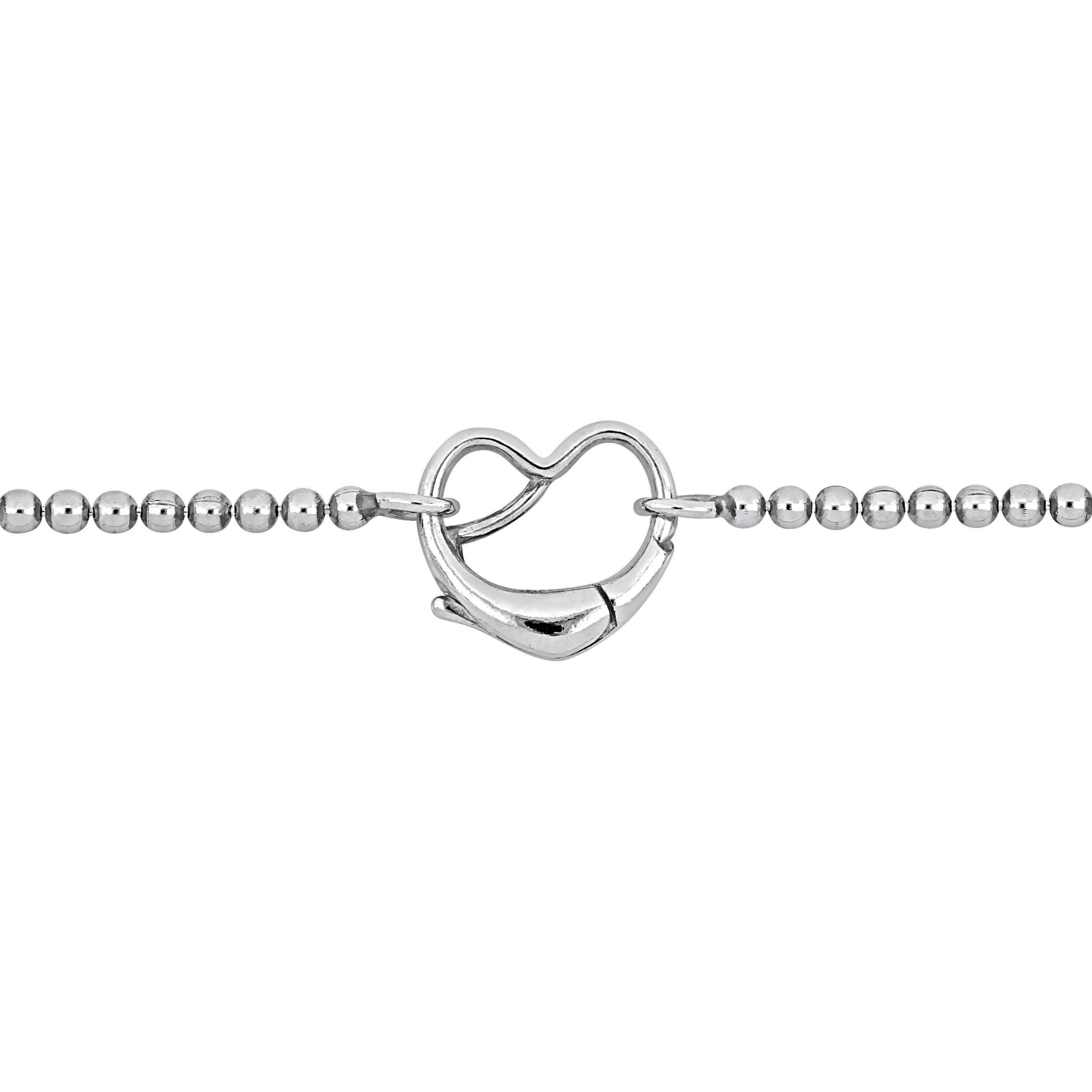 Bead Link Necklace with Heart Clasp in Sterling Silver - 18"