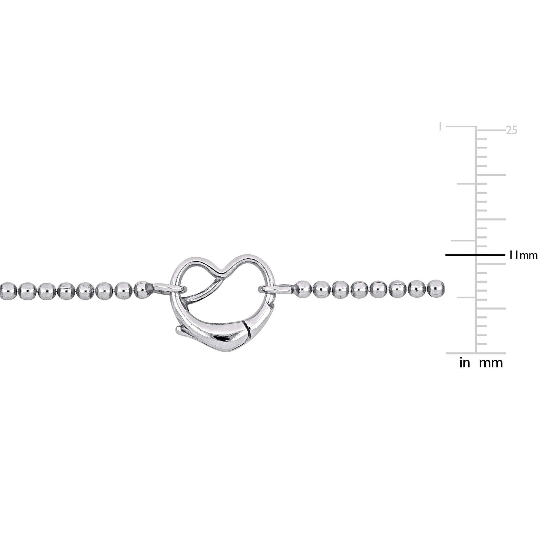 Bead Link Necklace with Heart Clasp in Sterling Silver - 18"
