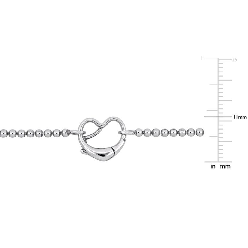 Bead Link Necklace with Heart Clasp in Sterling Silver - 18"