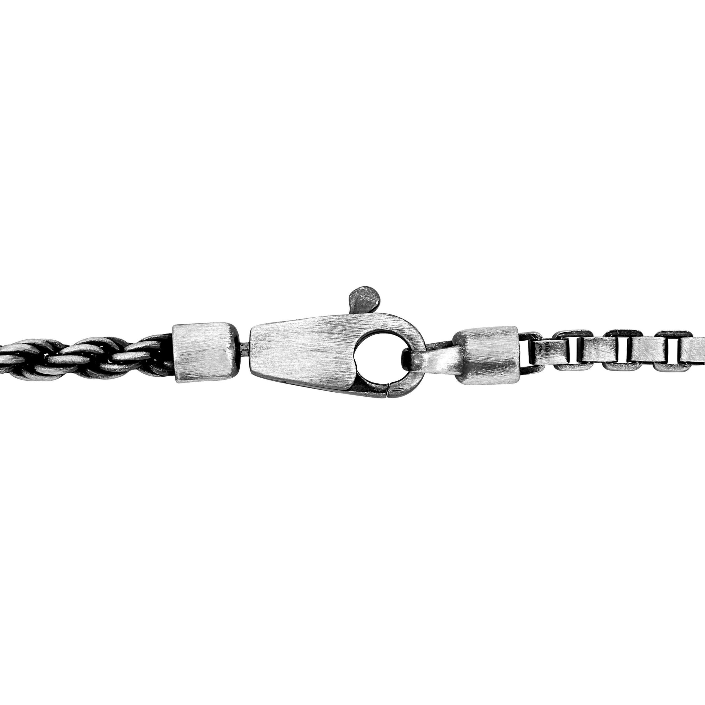 Half Rope & Half Box Link Necklace in Sterling Silver
