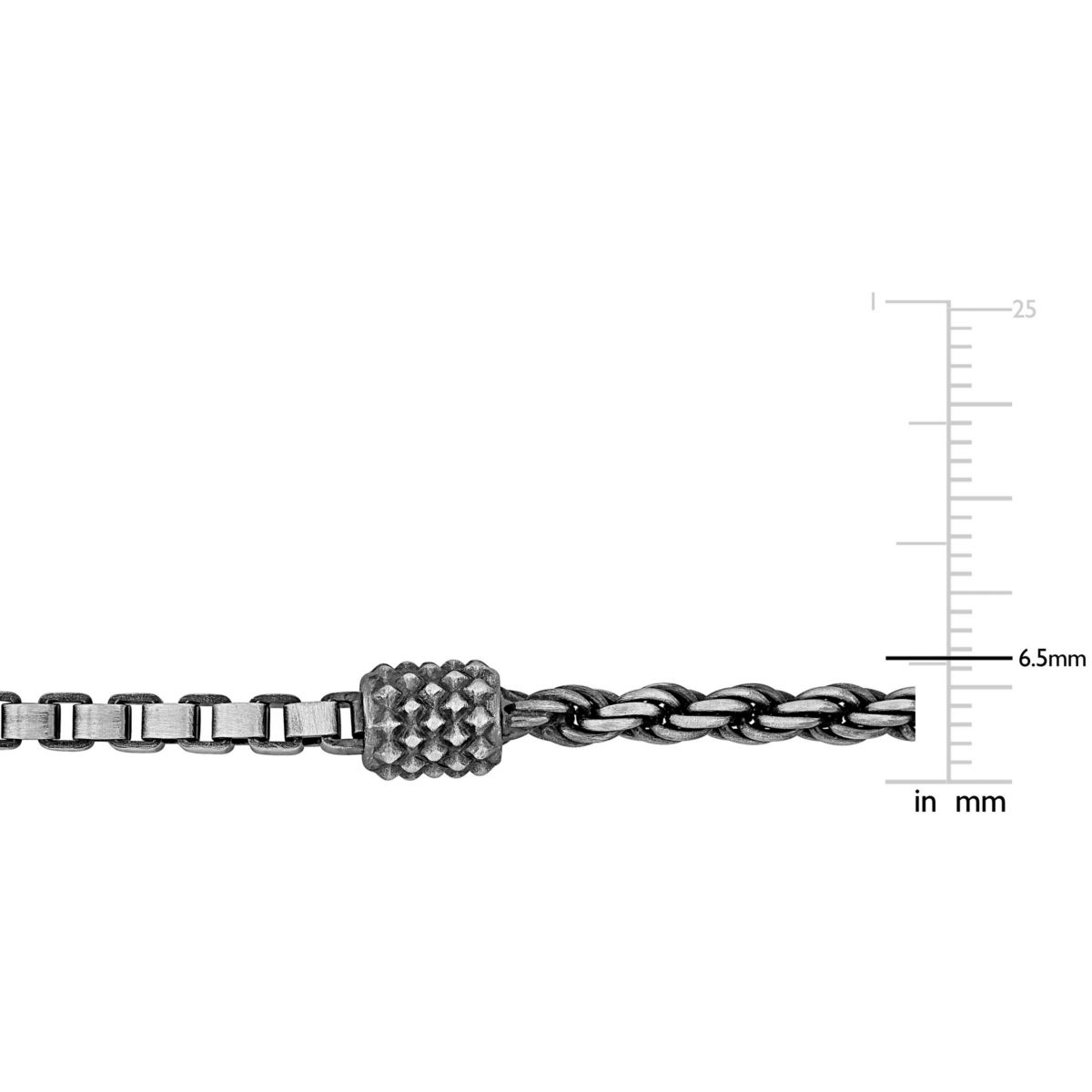 Half Rope & Half Box Link Necklace in Sterling Silver