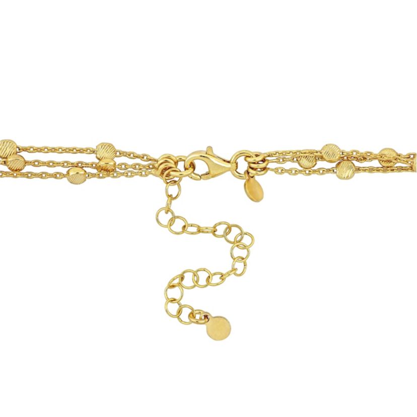 Station Ball 3-Strand Necklace in Yellow Plated Sterling Silver