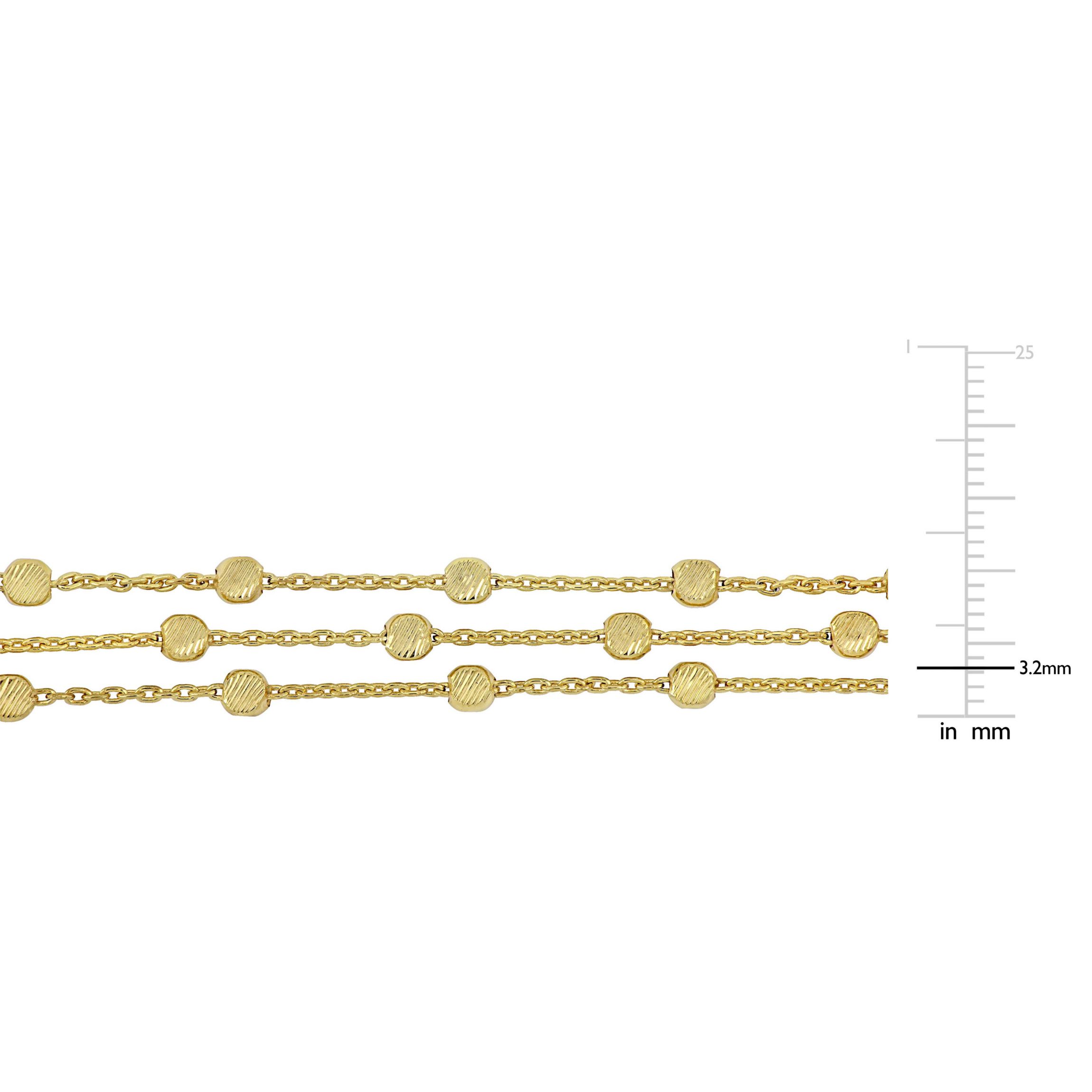 Station Ball 3-Strand Necklace in Yellow Plated Sterling Silver