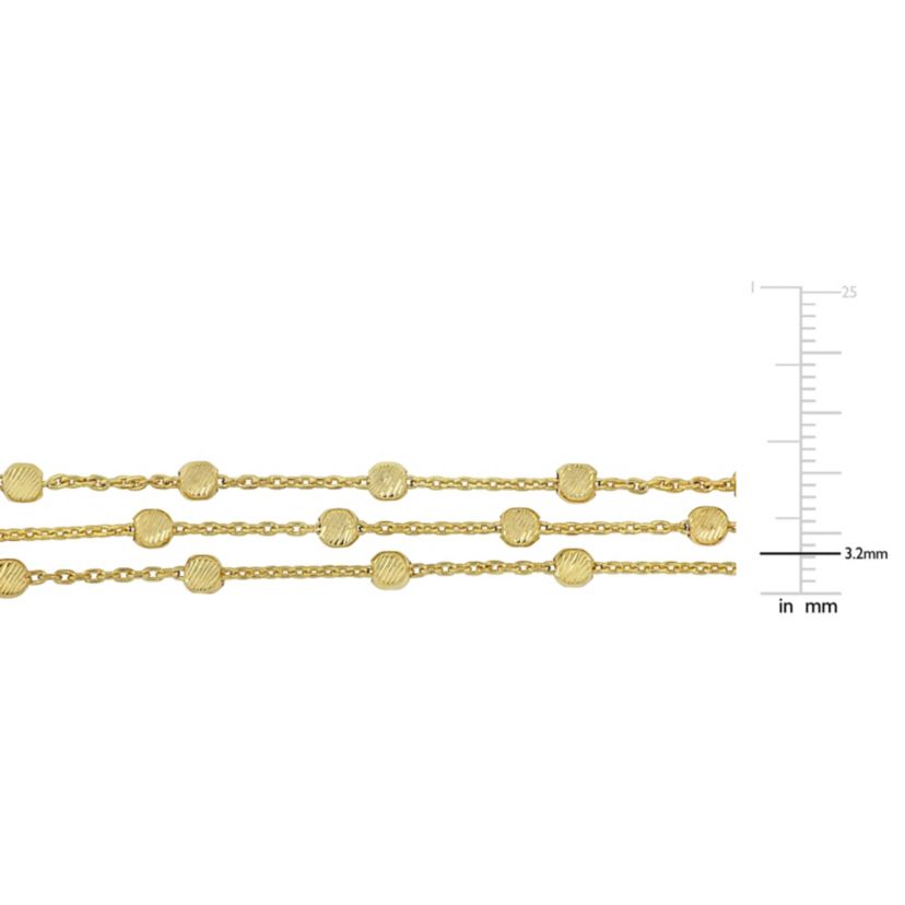 Station Ball 3-Strand Necklace in Yellow Plated Sterling Silver